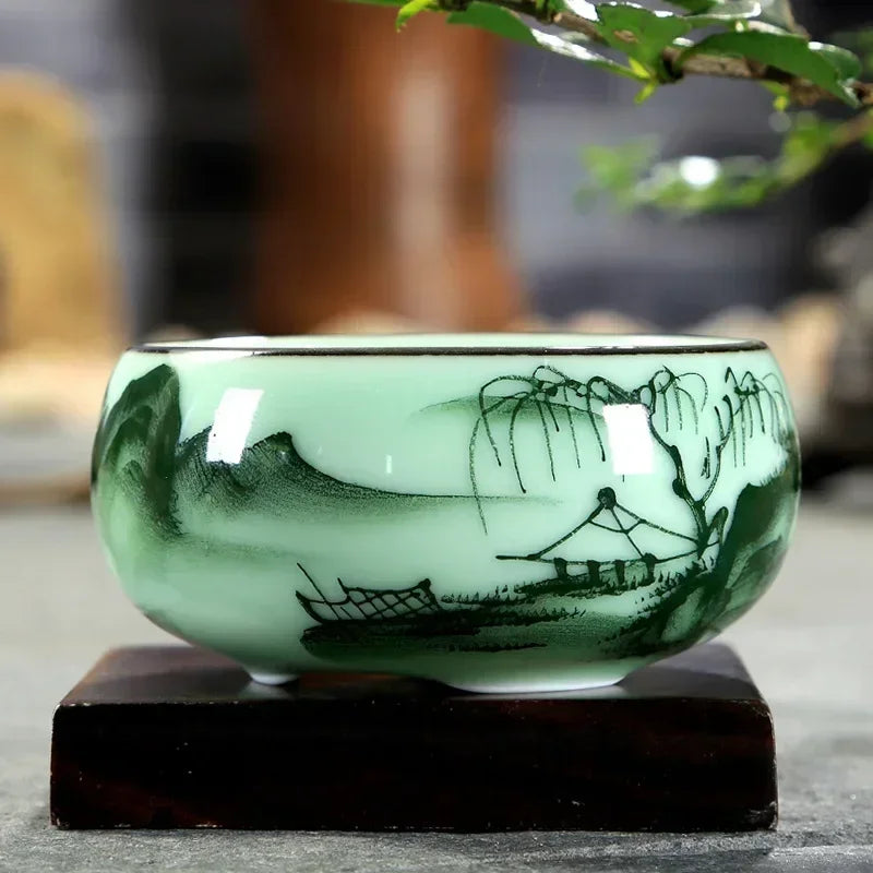 Celadon Koi Tea Cup