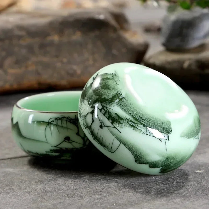 Celadon Koi Tea Cup