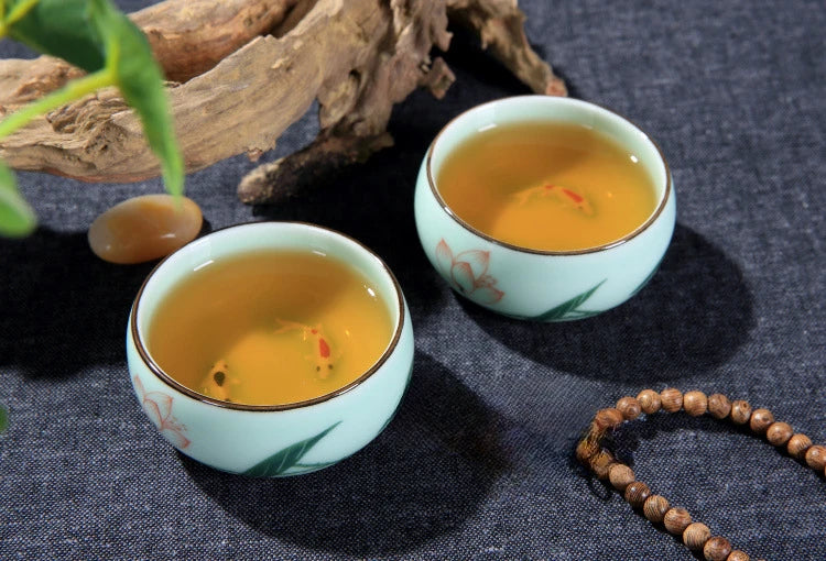 Celadon Koi Tea Cup