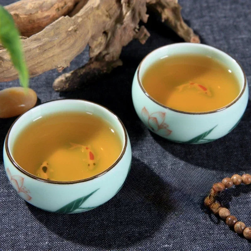 Celadon Koi Tea Cup